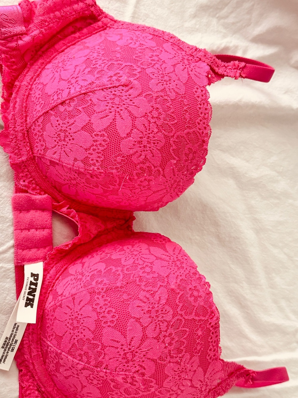 Victoria's Secret PINK Hot Pink Lace Push-Up Bra